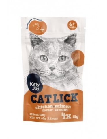 Kitty Joy Snack Lick Chicken & Salmon Cream 60gr