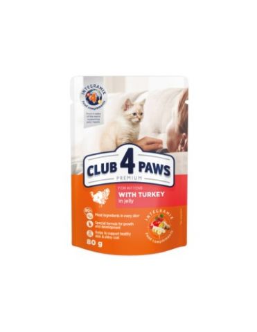 Club4Paws 411 Premium Húmedo Gatitos Pavo 80gr