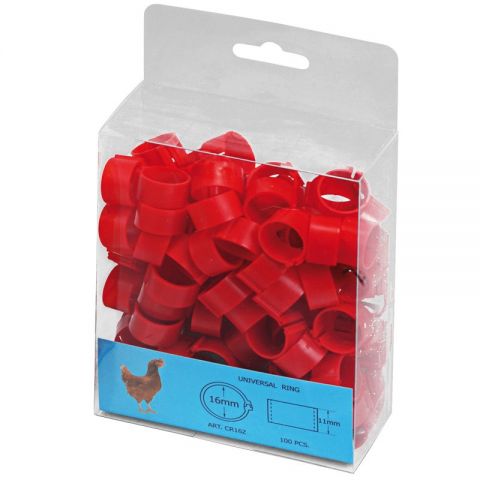 Anillas Plásticas para Gallinas 16mm(100 Und) rojo