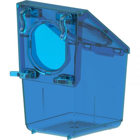 Comedero para palomos de interior o exterior azul
