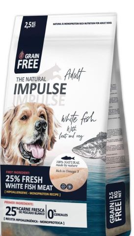 The Natural Impulse Dog Adult pescado blanco GRAIN FREE 2,5 kg.