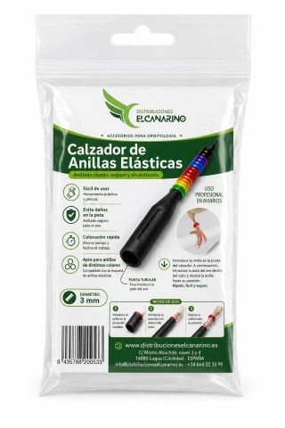 ANILLAS ELASTICAS PARA CANARIOS  CON CALZADOR 3mm