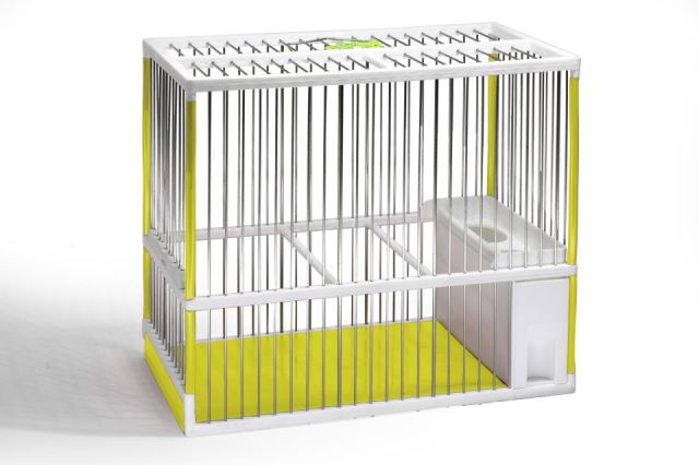 JAULA C2  ACERO INOX. BLANCA/AMARILLA