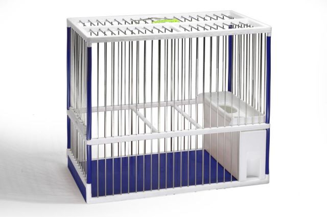 JAULA C2  ACERO INOX. BLANCA/AZUL