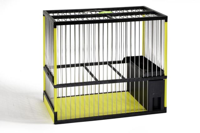 JAULA C2  ACERO INOX. NEGRA/AMARILLA