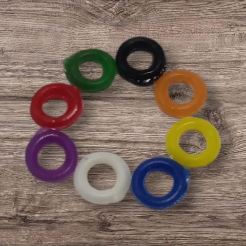 Anillas elasticas 2,5 mm. 8 colores diferentes