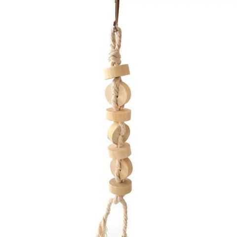 Juguete para pajaros de madera natural y cuerda 4x
