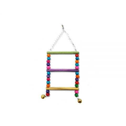 Juguete para pajaros escalera 3 peldaños con bolas