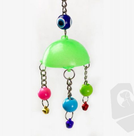 Juguete pájaros de plástico con bolas y cascabeles