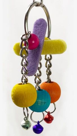 Juguete para pajaros con bolas de madera de color