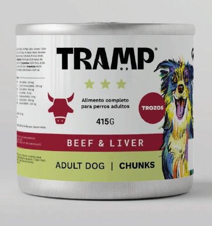 TRAMP 3* DOG CHUNKS BEEF & LIVER 415 G 8 UNI