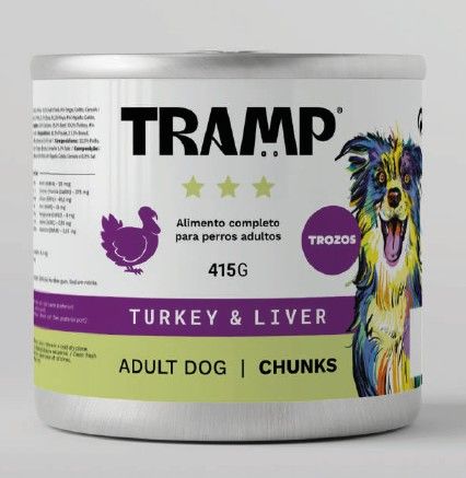 TRAMP 3* DOG CHUNKS WITH TURKEY & LIVER 415 G 8 UN