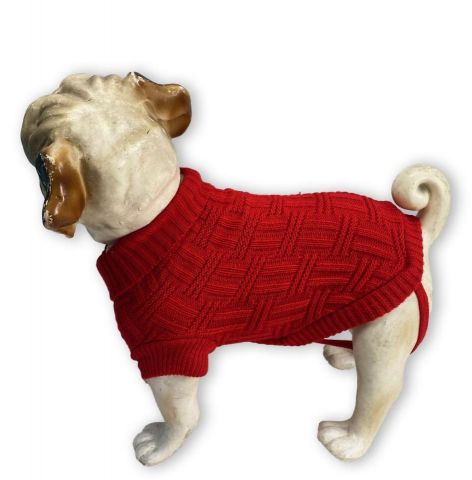 Jersey rojo de punto trenzado para perros 25cm
