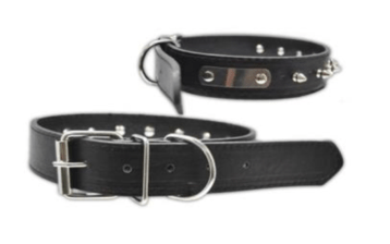 Collar en cuero negro placa en metal (2,0x45cm)